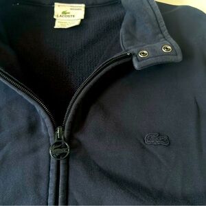 Lacoste Cardigan Sweater Vintage Washed Navy Full Zip Pockets PREPPY Men’s 4 (M)